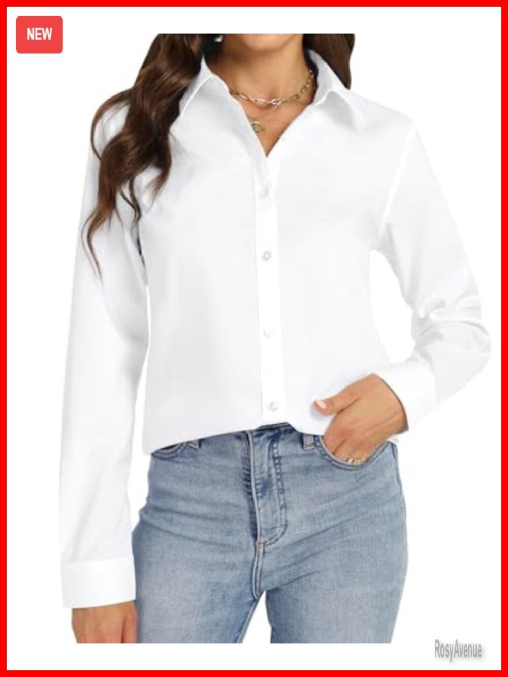 Women's Stretch Button Down Long Sleeve Collared Dress Shirt